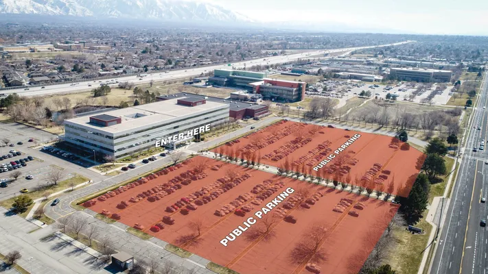 Aerial picture of Taylorsville State Office Building parking lot